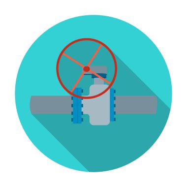 Petrol boru Vana simgesi beyaz arka plan üzerinde izole düz tarzı ile. Petrol sanayi sembol stok vektör çizim.