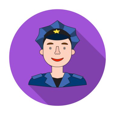 Polis simgesini düz stil beyaz arka plan üzerinde izole. İnsanlar farklı meslek sembol stok illüstrasyon vektör.