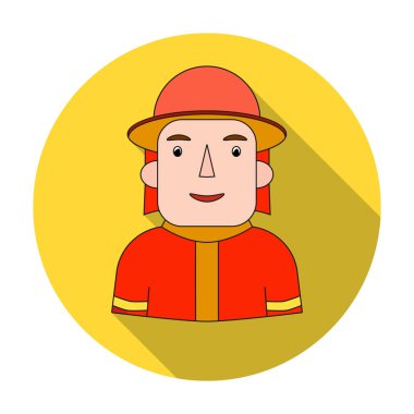 Düz stil beyaz arka plan üzerinde izole itfaiyeci simgesini. İnsanlar farklı meslek sembol stok illüstrasyon vektör.