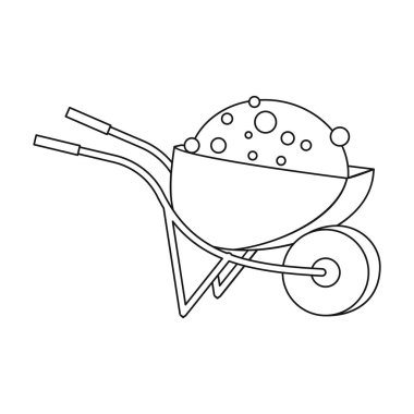 El arabası simgesi beyaz arka plan üzerinde izole anahat tarzı. Kurmak ve sembol stok vektör çizim onarma.