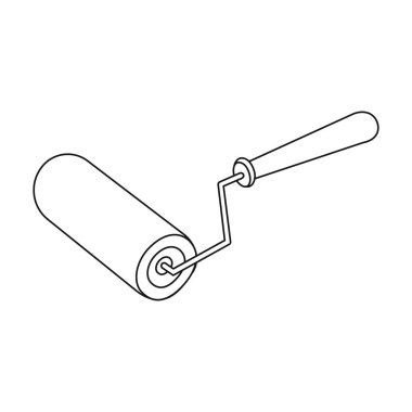Beyaz arka plan üzerinde izole anahat stilinde boya silindiri simgesi. Kurmak ve sembol stok vektör çizim onarma.
