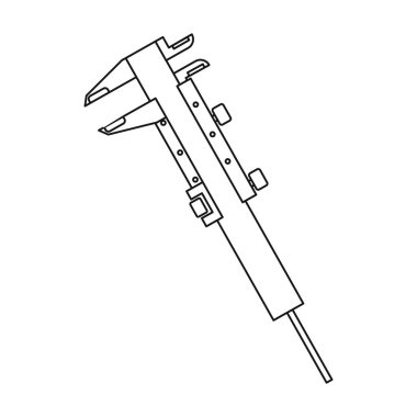 Kaliper simgesi beyaz arka plan üzerinde izole anahat tarzı. Kurmak ve sembol stok vektör çizim onarma.
