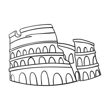 Colosseum İtalya simgesi beyaz arka plan üzerinde izole anahat tarzı. İtalya ülke sembol stok vektör çizim.