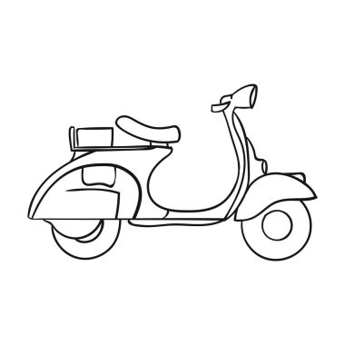 İtalyan scooter İtalya simgesi beyaz arka plan üzerinde izole anahat tarzı. İtalya ülke sembol stok vektör çizim.