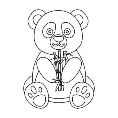 Panda simgesi beyaz arka plan üzerinde izole anahat tarzı. Japonya sembol stok vektör çizim.