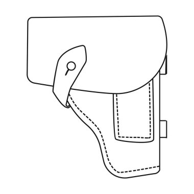 Ordu tabanca kılıfına simgesi beyaz arka plan üzerinde izole anahat tarzı. Askeri ve ordu sembol stok vektör çizim