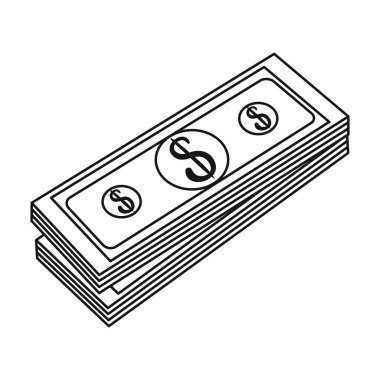 Para simgesi beyaz arka plan üzerinde izole anahat tarzı yığını. Para ve Finans sembol stok vektör çizim.