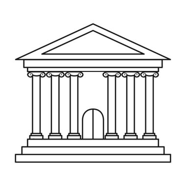 Banka simgesi beyaz arka plan üzerinde izole anahat tarzı. Para ve Finans sembol stok vektör çizim.