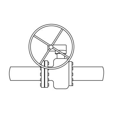 Petrol boru Vana simgesi beyaz arka plan üzerinde izole anahat tarzı ile. Petrol sanayi sembol stok vektör çizim.