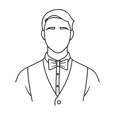 Beyaz arka plan üzerinde izole anahat tarzı bir papyon simgeyle Restoran garson. Restoran sembol stok vektör çizim.