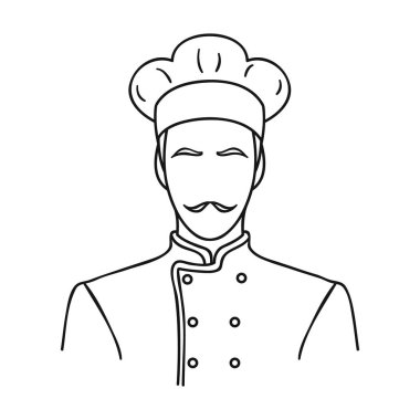 Restoran şefi simgesi beyaz arka plan üzerinde izole anahat tarzı. Restoran sembol stok vektör çizim.
