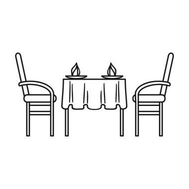 Beyaz arka plan üzerinde izole anahat tarzı Restoran tablo simgesi. Restoran sembol stok vektör çizim.