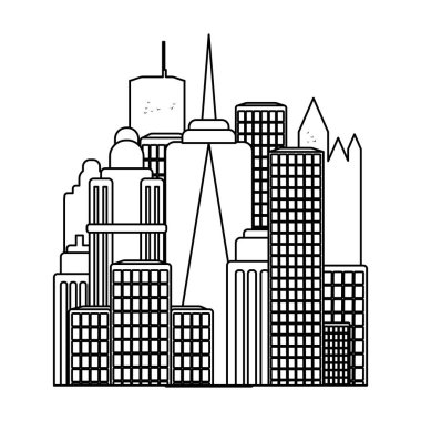 Megalopolis simgesi beyaz arka plan üzerinde izole anahat tarzı. ABD ülke sembol stok vektör çizim.