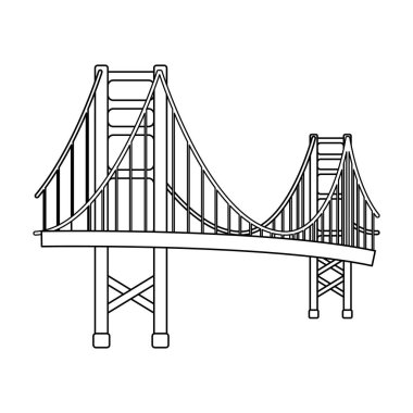 Golden Gate Köprüsü simgesi beyaz arka plan üzerinde izole anahat tarzı. ABD ülke sembol stok vektör çizim.