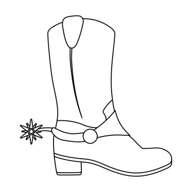 Kovboy botları simgesi beyaz arka plan üzerinde izole anahat tarzı. ABD ülke sembol stok vektör çizim.
