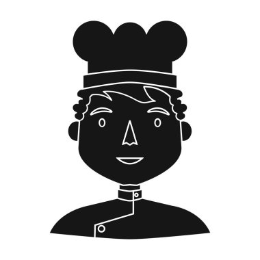 Şef simge siyah stil beyaz arka plan üzerinde izole içinde. İnsanlar farklı meslek sembol stok illüstrasyon vektör.