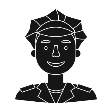 Polis simge siyah stil beyaz arka plan üzerinde izole içinde. İnsanlar farklı meslek sembol stok illüstrasyon vektör.