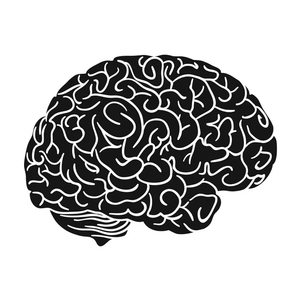 İnsan beyni simgesinde siyah stil beyaz arka plan üzerinde izole. İnsan organlarını hisse senedi vektör çizim sembolü. — Stok Vektör