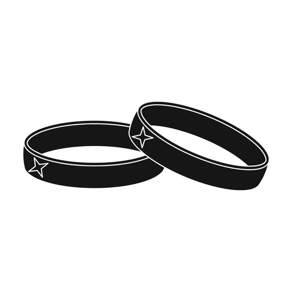 Icono de anillos de boda en estilo negro aislado sobre fondo blanco. Joyería y accesorios símbolo stock vector ilustración . — Vector de stock