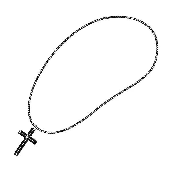 Ícone de rosário cristão dourado em estilo preto isolado em fundo branco. Ilustração de vetor de estoque de símbolo de jóias e acessórios . — Vetor de Stock