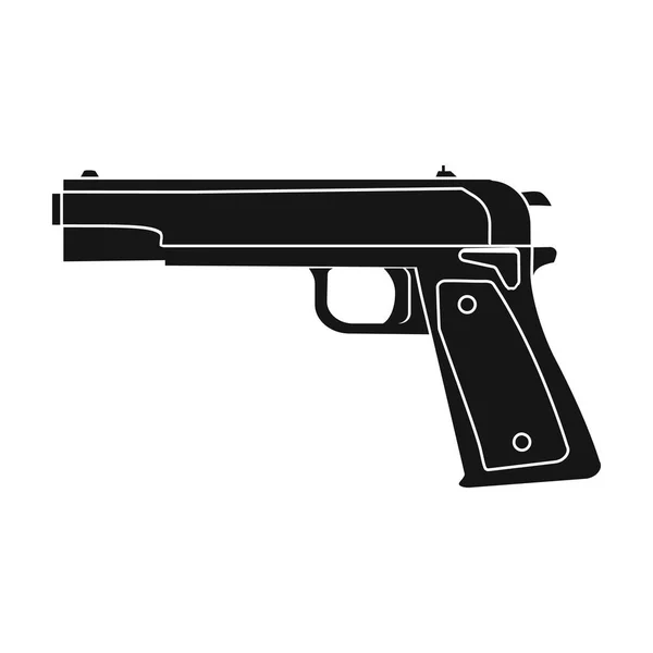 Military handgun icon in black style isolated on white background. Military and army symbol stock vector illustration — Stock Vector
