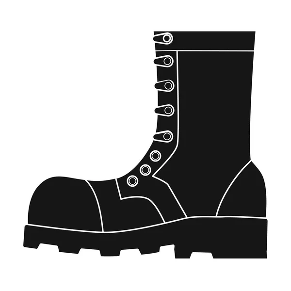 Army combat boots icon in black style isolated on white background. Military and army symbol stock vector illustration — Stock Vector