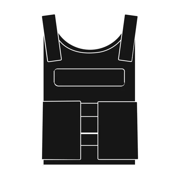 Leger kogelvrij vest pictogram in zwarte stijl geïsoleerd op een witte achtergrond. Leger en leger symbool voorraad vectorillustratie — Stockvector