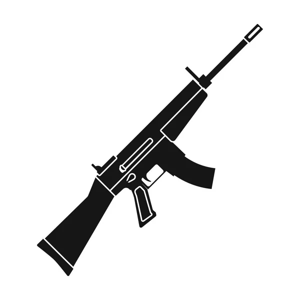 Military assault rifle icon in black style isolated on white background. Military and army symbol stock vector illustration — Stock Vector