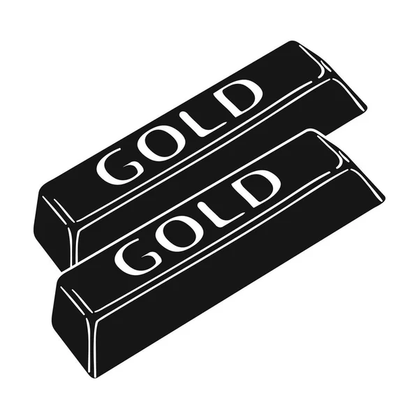 Золотые полосы иконка в черном стиле изолированы на белом фоне. Векторная иллюстрация денежных знаков и финансов . — стоковый вектор