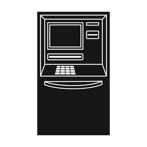 Icône ATM dans le style noir isolé sur fond blanc. Illustration vectorielle du symbole monétaire et financier . — Image vectorielle