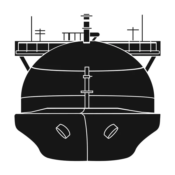 Ropný tanker ikona v černém stylu izolovaných na bílém pozadí. Oleje průmysl symbol akcií vektorové ilustrace. — Stockový vektor