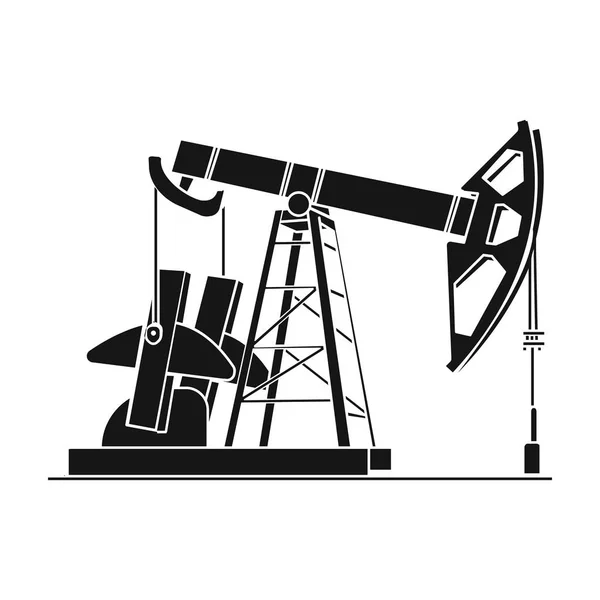 Olej pumpjack ikona stylu czarno na białym tle. Oleju przemysłu symbol Stockowa ilustracja wektorowa. — Wektor stockowy