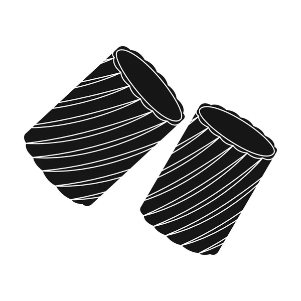 Ditalini icona in stile nero isolata su sfondo bianco. Tipi di pasta simbolo brodo vettoriale illustrazione . — Vettoriale Stock