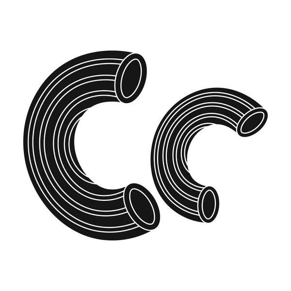 Icono de pasta Chifferi en estilo negro aislado sobre fondo blanco. Tipos de pasta símbolo stock vector ilustración . — Archivo Imágenes Vectoriales
