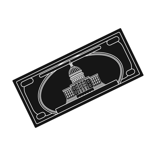 Dollar bill icon in black style isolated on white background. USA country symbol stock vector illustration. — Stock Vector