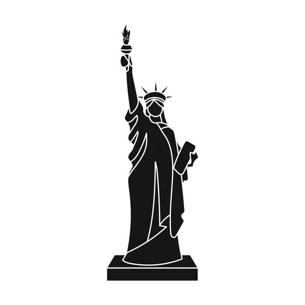Estatua de la Libertad icono en estilo negro aislado sobre fondo blanco. EE.UU. país símbolo stock vector ilustración . — Vector de stock