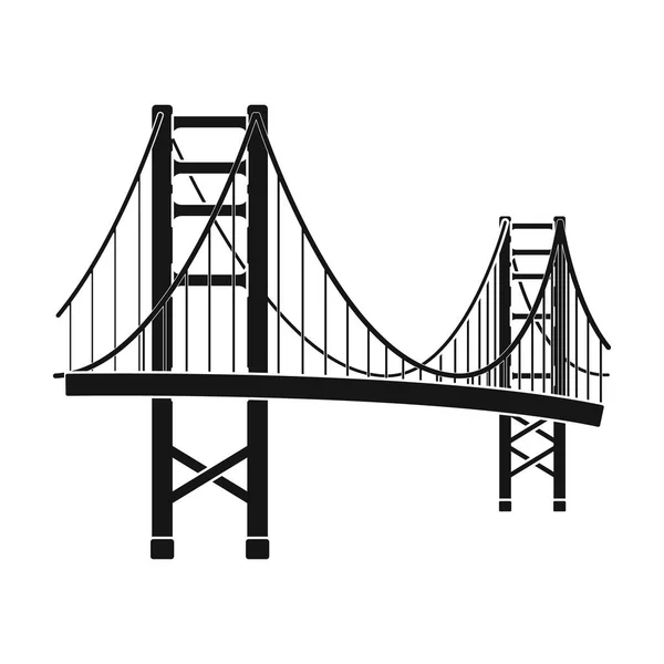 Golden Gate-híd ikonjára fekete stílus elszigetelt fehér background. USA ország szimbólum vektor stock illusztráció. — Stock Vector