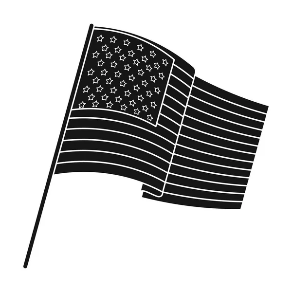 Flagge der Vereinigten Staaten Symbol in schwarzem Stil isoliert auf weißem Hintergrund. USA Land Symbol Aktienvektor Illustration. — Stockvektor