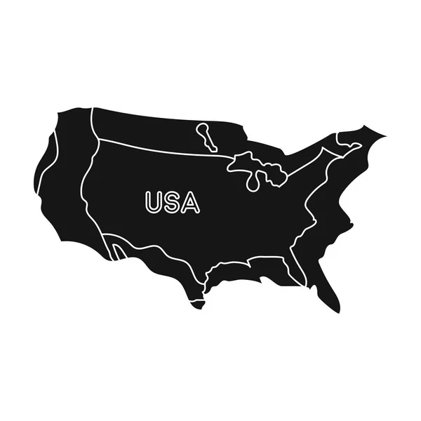 Territorium der Ikone der Vereinigten Staaten in schwarzem Stil isoliert auf weißem Hintergrund. USA Land Symbol Aktienvektor Illustration. — Stockvektor