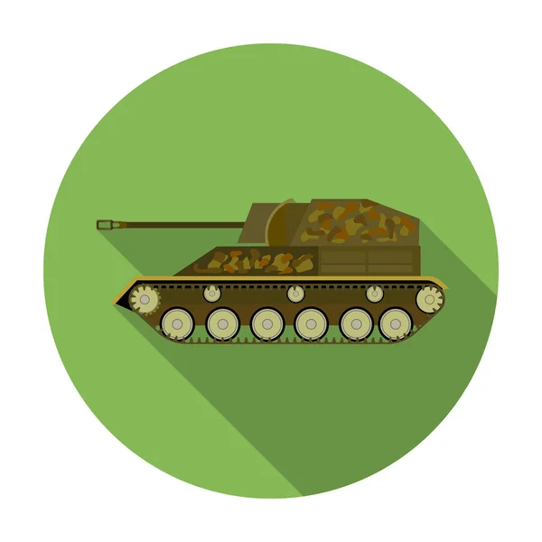 Military tank icon in flat style isolated on white background. Military and army symbol stock vector illustration — Stock Vector