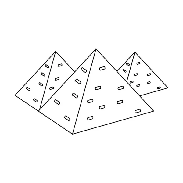 Egyptské pyramidy ikona ve stylu osnovy izolovaných na bílém pozadí. Starověký Egypt symbol akcií vektorové ilustrace. — Stockový vektor