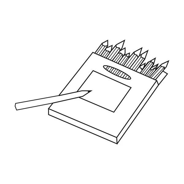 Crayons de couleur pour le dessin dans l'icône de la boîte dans le style de contour isolé sur fond blanc. Illustration vectorielle de l'artiste et du dessin . — Image vectorielle