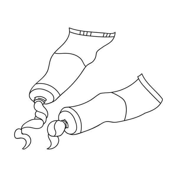 Tubes d'icône de peinture dans le style de contour isolé sur fond blanc. Illustration vectorielle de l'artiste et du dessin . — Image vectorielle