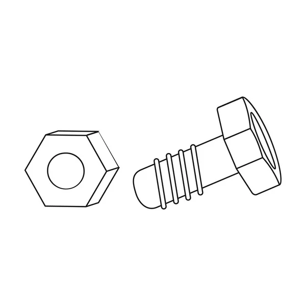 结构螺栓和六角螺母图标在白色背景上孤立的轮廓样式。生成和修复符号股票矢量图. — 图库矢量图片