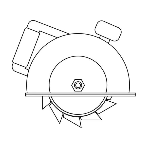 Icône de scie circulaire dans le style contour isolé sur fond blanc. Construire et réparer le symbole vectoriel de stock illustration . — Image vectorielle