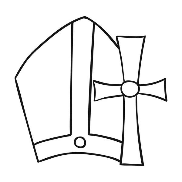梵蒂冈符号在白色背景上孤立的大纲样式图标。意大利国家象征股票矢量图. — 图库矢量图片