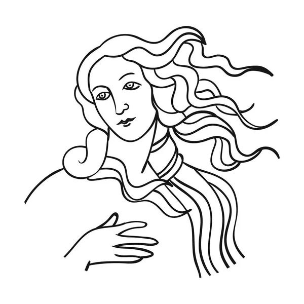Włoski bogini miłości ikony w stylu konspektu na białym tle. Włochy kraju symbol Stockowa ilustracja wektorowa. — Wektor stockowy