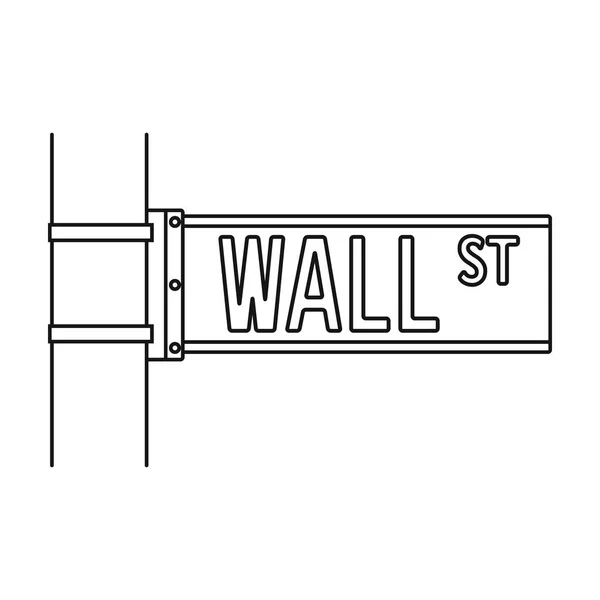 Wall Street sign icon in outline style isolated on white background. Money and finance symbol stock vector illustration. — Stock Vector