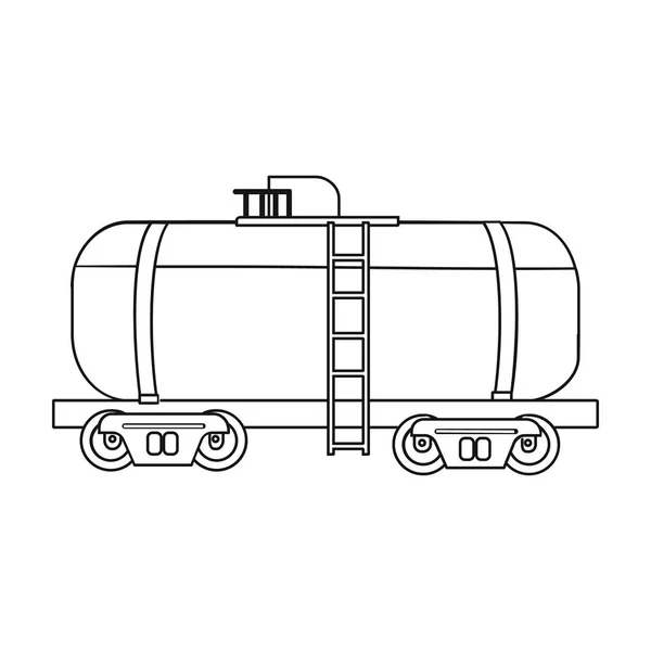 Oil tank car icon in outline style isolated on white background. Oil industry symbol stock vector illustration. — Stock Vector
