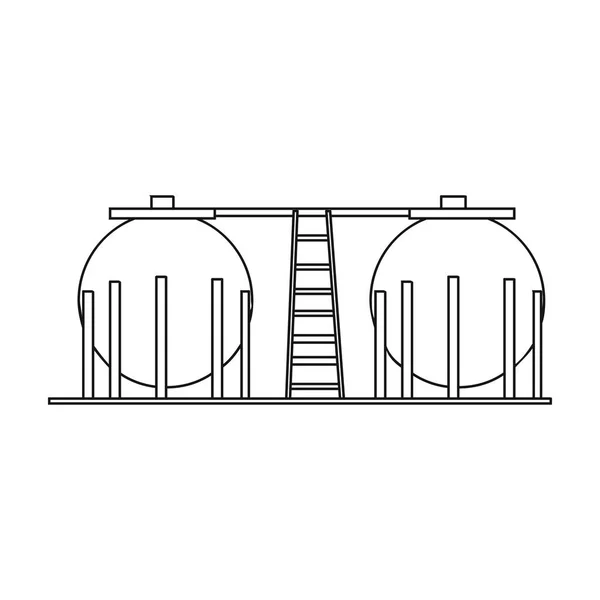Icono del tanque de refinería de petróleo en estilo de contorno aislado sobre fondo blanco. Industria petrolera símbolo stock vector ilustración . — Vector de stock